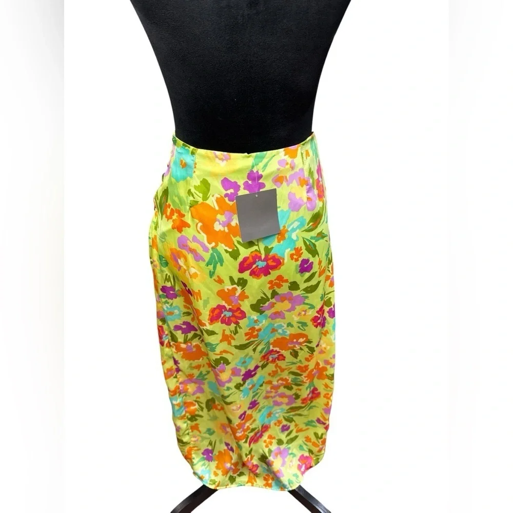 Le Lis Collection Floral Wrap Maxi Skirt Green Multicolor Vacation Small - Picture 3 of 7